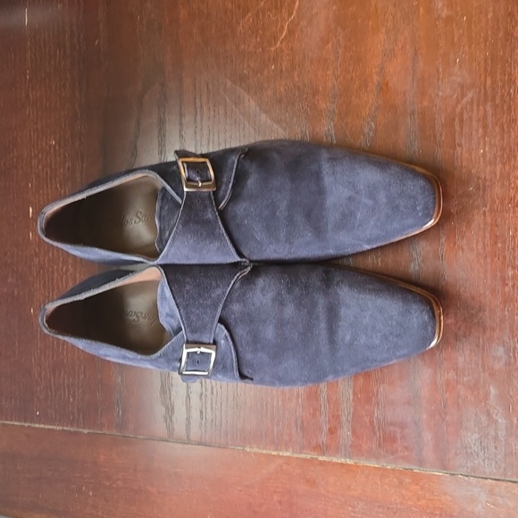 Carlos Santos Blue Suede Single Buckle Loafers - Picture 5 of 7